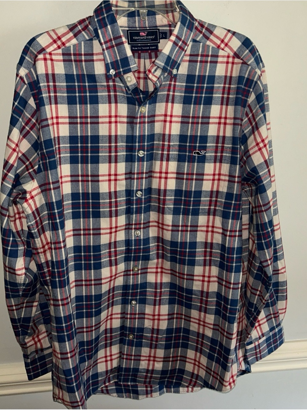 Vineyard Vines Navy, Red & White Plaid Button-Down Shirt
